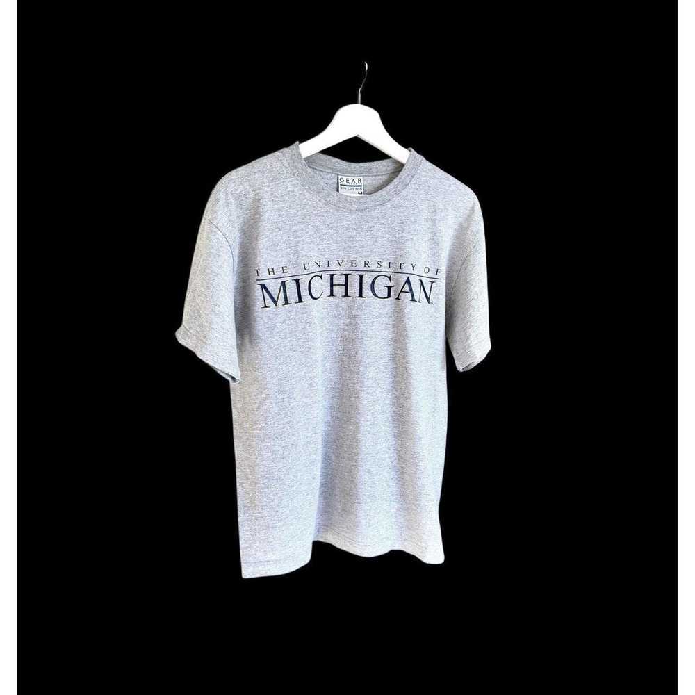Vintage 90's University Of Michigan‎ Wolverines T-Shirt Medium Grey Distressed